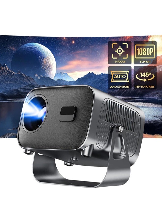Denzoz - Mini Projector with WiFi Bluetooth Portable 1080P Support Movie Projector 145° Rotatable 50% Zoom Fully Sealed Small Projector for Phone TV Stick HDMI USB - Image 1