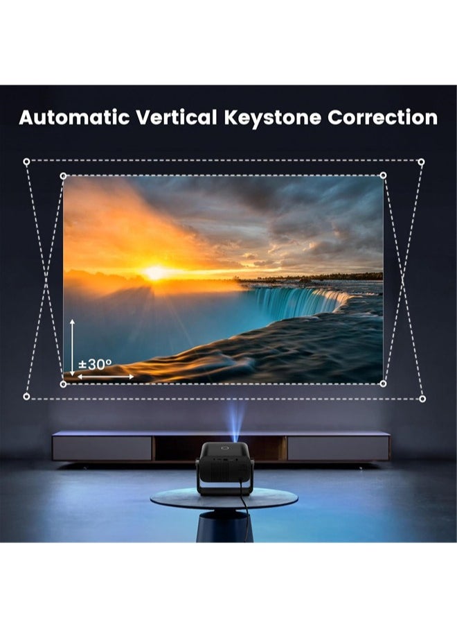 Denzoz - Mini Projector with WiFi Bluetooth Portable 1080P Support Movie Projector 145° Rotatable 50% Zoom Fully Sealed Small Projector for Phone TV Stick HDMI USB - Image 1