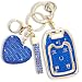 Rislobx Key Fob Cover with Diamond Key Chain Fit for Chevy GMC YukonYukon XL Car Key Protector with Rhinestone Heart Keychain for Terrain Acadia Sierra Suburban Tahoe for Women 6 Buttons Blue - Image 2