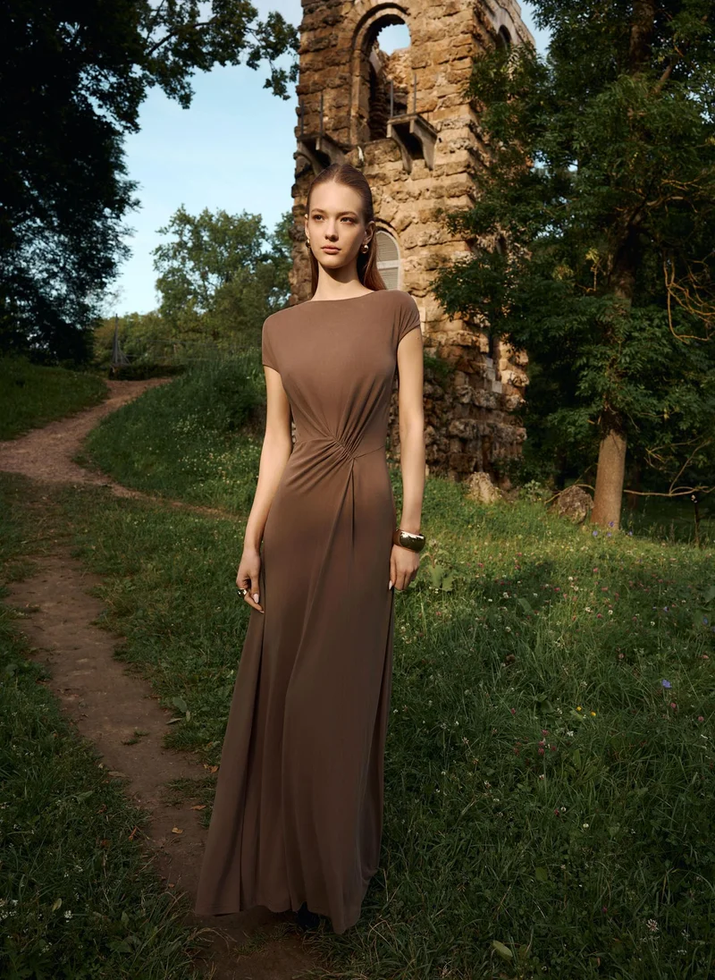 Lichi Jersey maxi dress with draped waistline