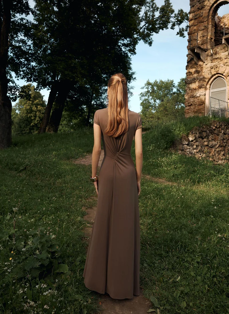 Lichi Jersey maxi dress with draped waistline