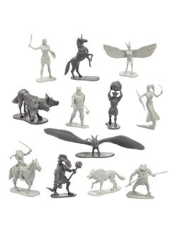 Monster Protectors Fantasy Creatures Mini Action Figure Playset- 56pc Toy Monster Miniatures w 12 Difft Sculpts- Large Direwolfs, Cyclops, Winged Dragon Phoenixes & More- 1/32nd Scale Dungeon Paintable Xmas  - Image 2