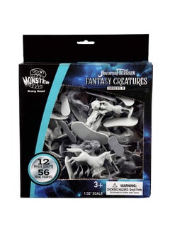 Monster Protectors Fantasy Creatures Mini Action Figure Playset- 56pc Toy Monster Miniatures w 12 Difft Sculpts- Large Direwolfs, Cyclops, Winged Dragon Phoenixes & More- 1/32nd Scale Dungeon Paintable Xmas  - Image 3