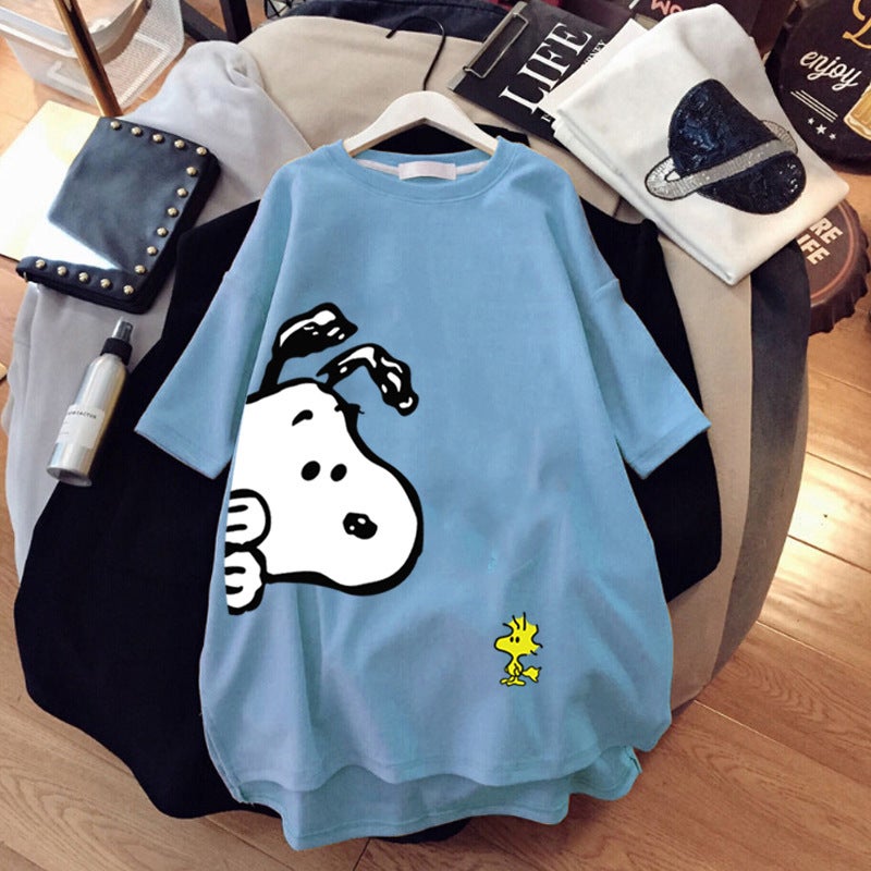 Internet Popular Cec Short-Sleeved T-Shirt Women'S Mid-Length 2021 New Loose Bf European Large Edition Instagram Top Clothes For Summer - Image 5