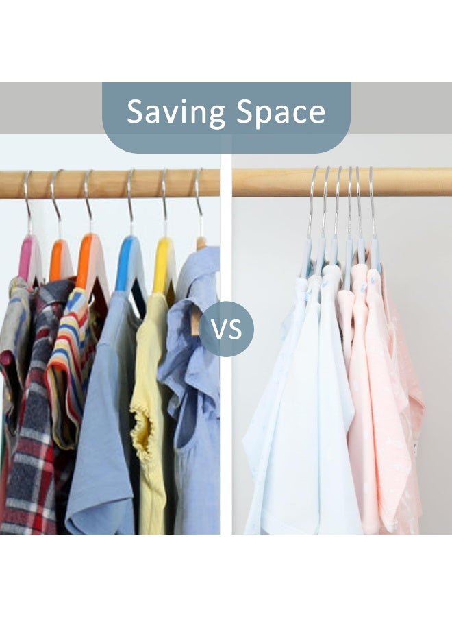 ManGotree 11.8'' Baby Velvet Hangers With Movable Clips, Non-Slip Kids Felt Hangers, Ultra-Thin Space-Saving Children'S Clothes Hangers For Skirts, Pants, Dresses, Shirts, Jackets (28 Pack, Blue) - Image 5