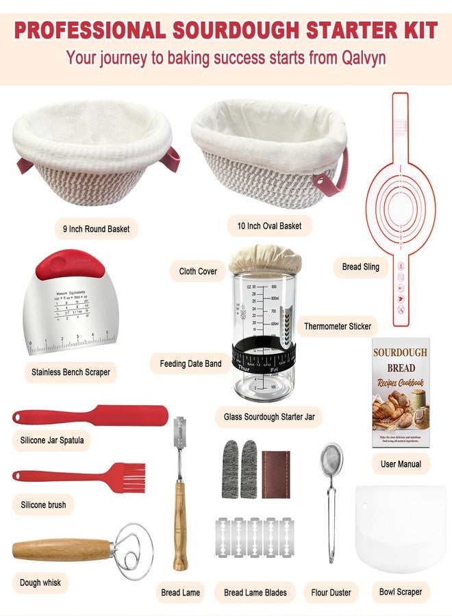 Qalvyn sourdough bread baking supplies starter kit bread proof basket - Image 2