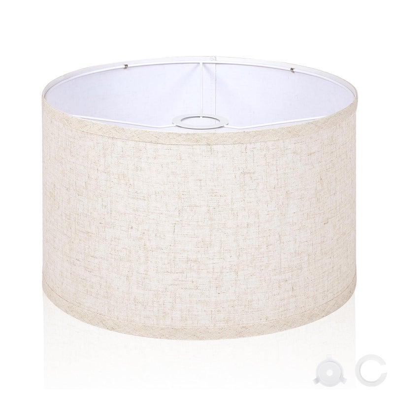 OUTON Drum Lamp Shades for Floor Lamps, 12" Top x 12" Bottom x 9" High, Easy to Assemble, Replacement Linen Lampshades for Table Lamps & Bedside Lamps (1.65" Spider) - Image 1