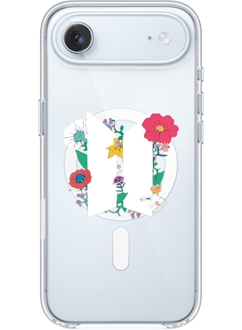 Theodor Magnetic Case for Apple iPhone 17 Air Compatible with MagSafe Wireless Charging, Shockproof Phone Bumper Cover - BTS floral White - Image 1