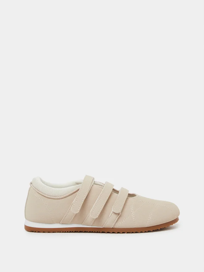 Styli Beige Velcro Retro Sneakers