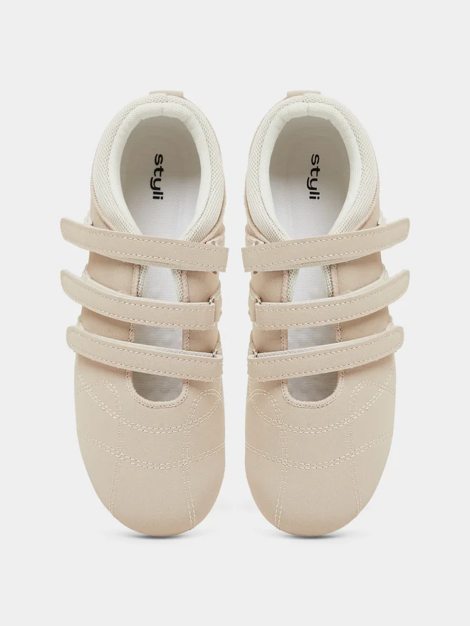Styli beige Styli Beige Velcro Retro Sneakers for Women | Best Price UAE