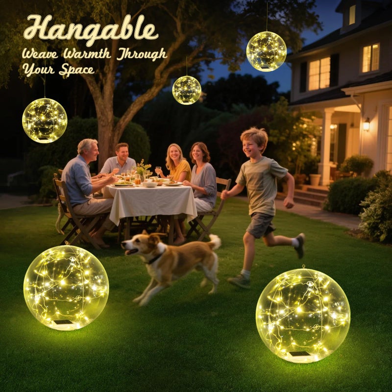 Askyli Floating Pool Lights, Warm White LED Solar Pool Lights that Float, IP68 Waterproof Light up Pool Balls, 15" Inflatable Floating Light for Pools Party Wedding Decor (2Piece) - Image 4