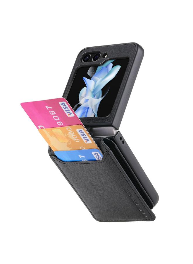 S-TOP Case For Samsung Galaxy Z Flip5 Litchi Texture Leather Ring Wallet Phone Case - Image 4