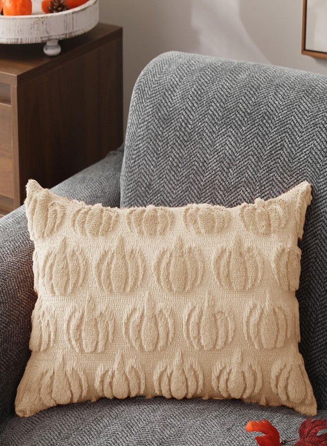 DFXSZ أغطية وسائد خريفية DFXSZ مقاس 12×20 بوصة، ديكورات خريفية، لون بيج، قرع صغير، غطاء وسادة من الفرو الصناعي الناعم، مناسب للأريكة والكرسي وغرفة المعيشة، ديكور منزلي YZT099A - Image 4