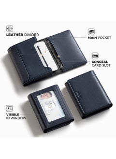 VULKIT Business Card Holder Premium Leather Rfid Blocking Card Case With Id Window Magnetic Closure Holds Up To 40 Business Cards  - Image 3