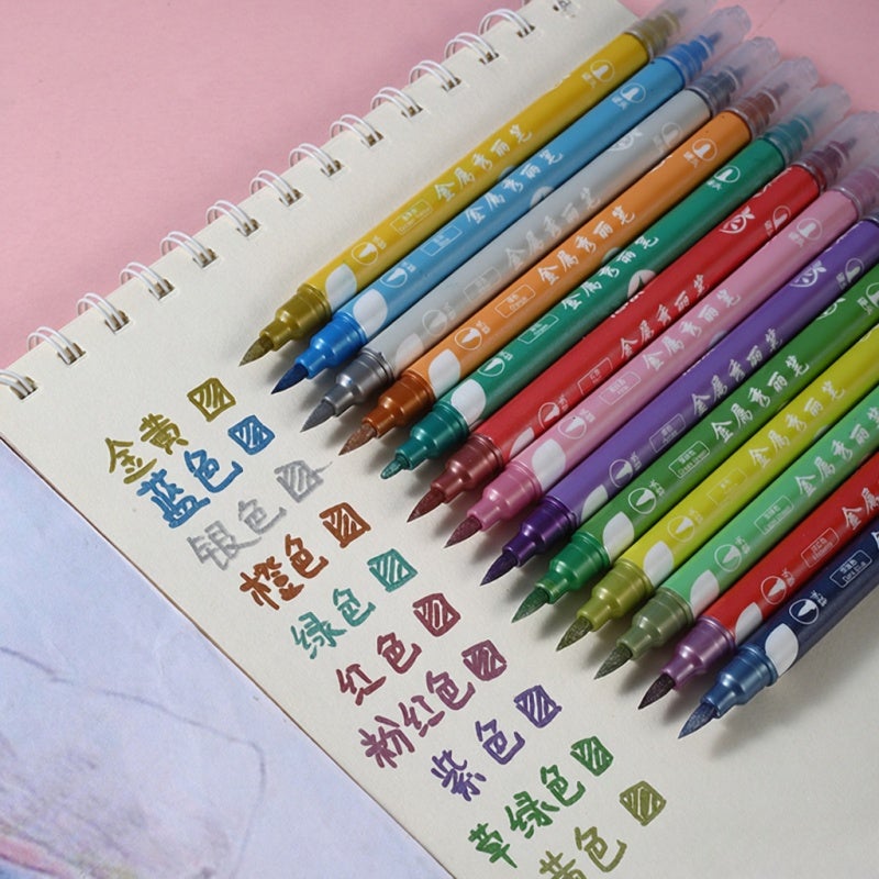 Metallic Markers 12 Double Head Pens - Vibrant Quick-Drying Color Graffiti Markers for DIY Crafts, Artists And Children Over 3 Years - Image 5