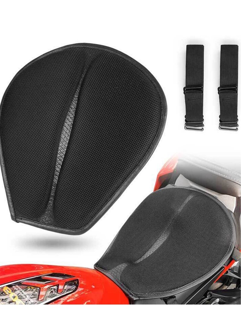 Generic 5-Layer Shock Motorcycle Seat Cushion Pressure Relief Hand Press Inflatable Motorcycle Air Seat Pad Shock Absorption Protective Comfortable for Touring Saddles(Black)  - Image 1