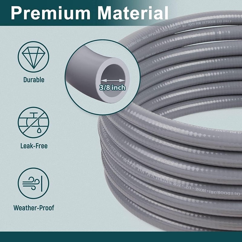 GASPRO 24 Feet 3/8" ID Natural Gas Hose, Low Pressure LPG Hose with Quick Connect, for Weber, Char-Broil, Pizza Oven, Patio Heater and More - Image 5