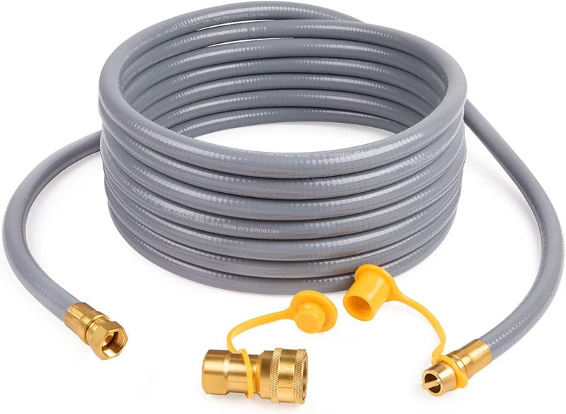 GASPRO 24 Feet 3/8" ID Natural Gas Hose, Low Pressure LPG Hose with Quick Connect, for Weber, Char-Broil, Pizza Oven, Patio Heater and More - Image 1