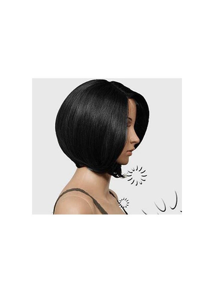 Generic Synthetic Hair Wig Short Straight Black Color  Thermal Hair
