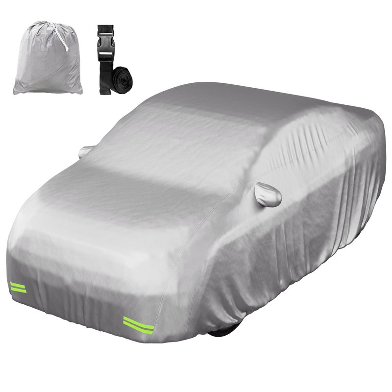 Mockins 200x75x60 Large Sedan Car Cover 190T Polyester Soft Indoor Outdoor Car Cover for Dust UV Light Rain Snow Frost Weather Proof Car Covers for Automobiles Full Car Tarp Cover Set
