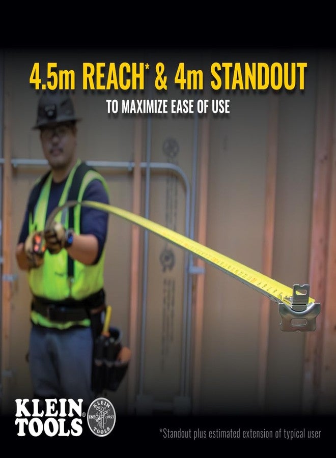 Klein Tools 9375 Tape Measure, Heavy-Duty Measuring Tape with 7.5 m Metric Double-Hook Double-Sided Nylon Reinforced Blade, Metal Belt Clip - Image 4