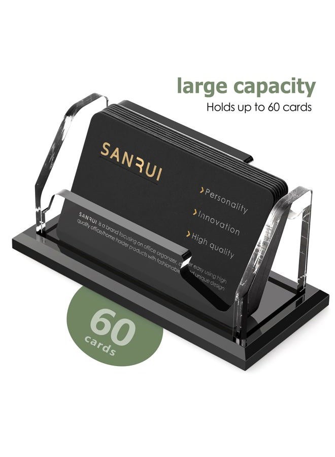 SANRUI Black Business Card Holder for Desk 1 Slot , Clear Acrylic Horizontal Name Card Stand for Women and Men, Desktop Organizer Display for Office Home Exhibition - 160 Card Capacity 1 Pack - Image 5