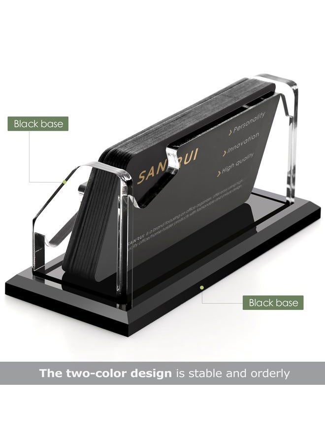 SANRUI Black Business Card Holder for Desk 1 Slot , Clear Acrylic Horizontal Name Card Stand for Women and Men, Desktop Organizer Display for Office Home Exhibition - 160 Card Capacity 1 Pack - Image 3