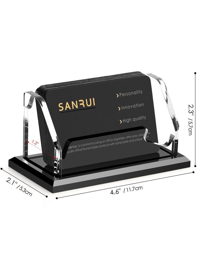 SANRUI Black Business Card Holder for Desk 1 Slot , Clear Acrylic Horizontal Name Card Stand for Women and Men, Desktop Organizer Display for Office Home Exhibition - 160 Card Capacity 1 Pack - Image 2