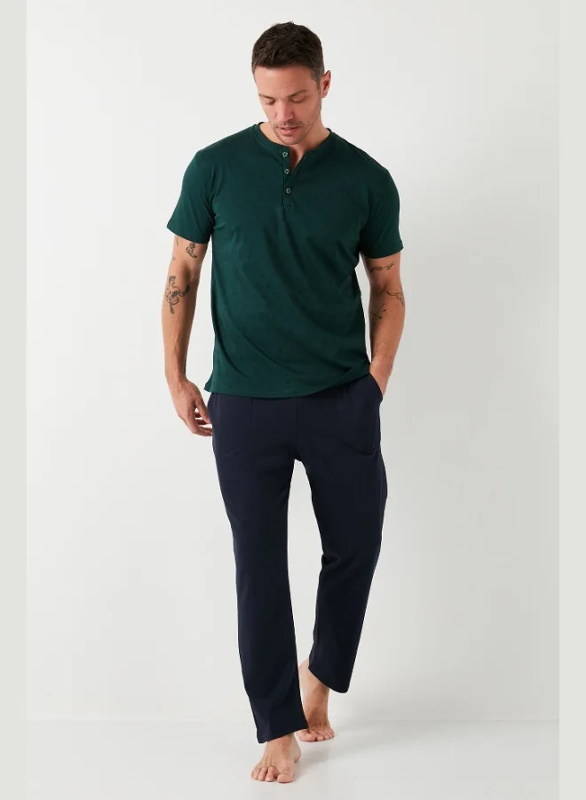Buratti  Buratti Cotton Elastic Waist Regular Fit Short Sleeve Pajama Set Men's Pajama Set 6572009 for Men | Best Price UAE