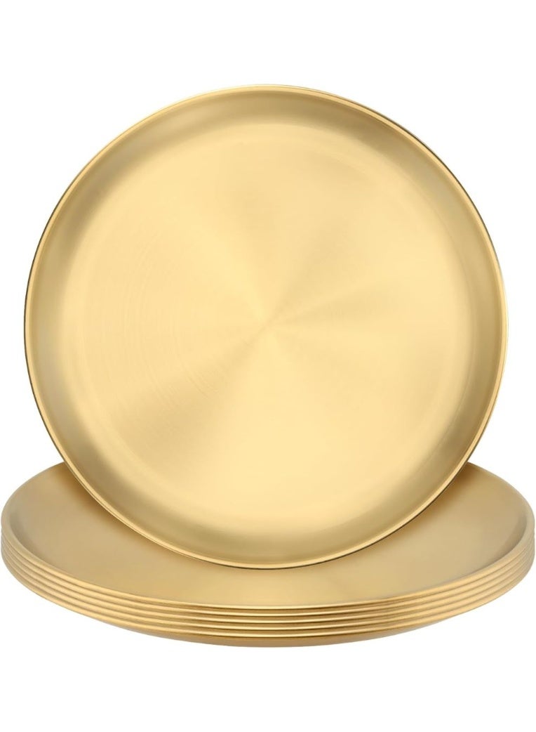 2-Piece Stainless Steel Dinner Plate Set Perfect for Salad, Dessert, Restaurant, Camping, Gold - Image 1