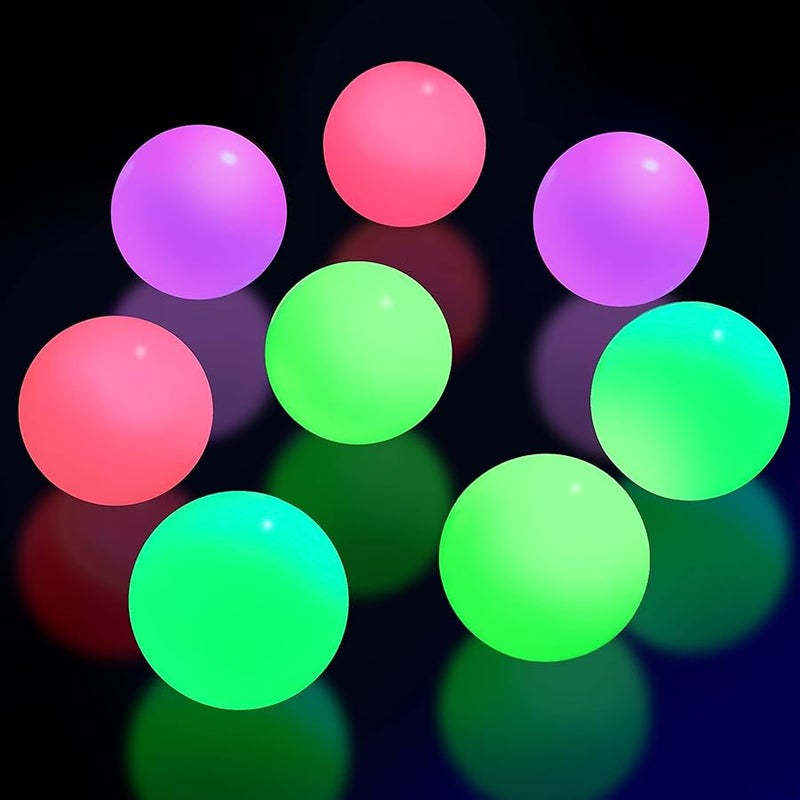 8 Pieces Fluorescence Glowing Sticky Balls That Gets Stuck on The Roof Luminous Stress Ball for Decompression Relax Toy Teens and Adults - Image 1