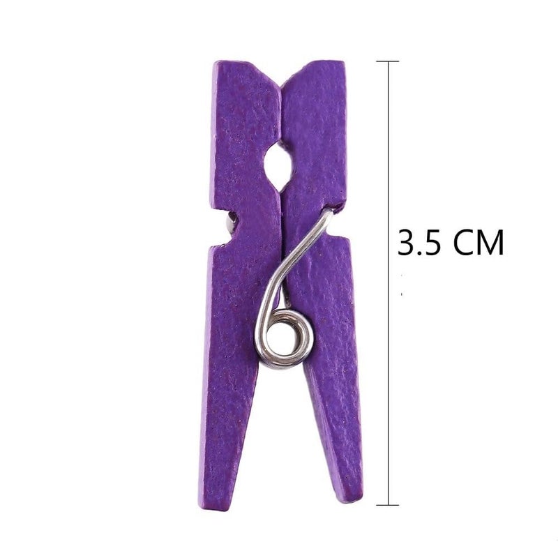 Prescent 20pc Mini Wooden Clips with Jute for Pictures, Gift Packaging, Art and Craft, DIY, Decoration and Much More (Mulicolor Clips with Jute) - Image 3