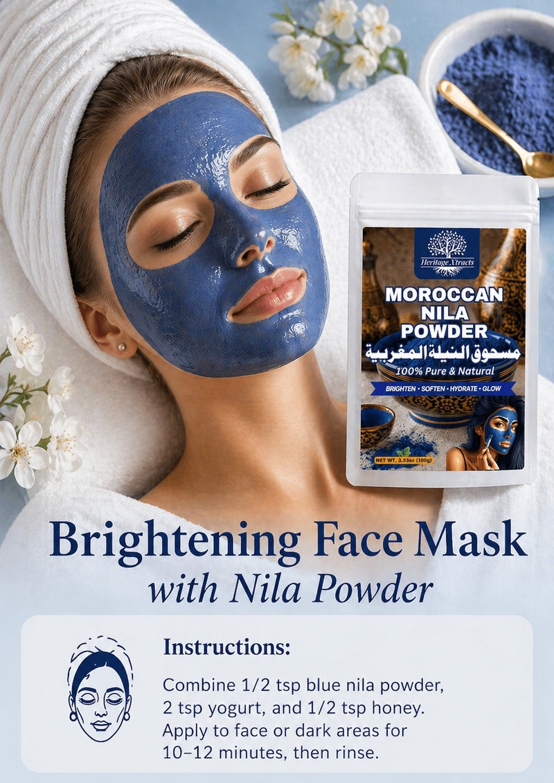 Heritage Xtracts Moroccan Nila Powder 100gm - 100% Natural Skin Brightening, Acne Treatment, Dark Spot Reduction & Even Skin Tone, Promotes Healthy Glow - Image 3