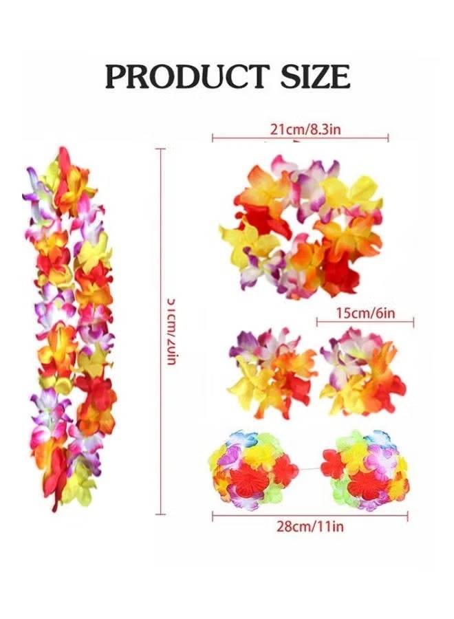يوڠام مجموعة زي تنورة الهولا العشبية الهاوايية مع عقد للبنات وإكليل ليز وأساور وزينة حفلات هاواي وتنورة هولا عشبية هاواي ونظارات شمسية ومجموعة ليز - Image 4