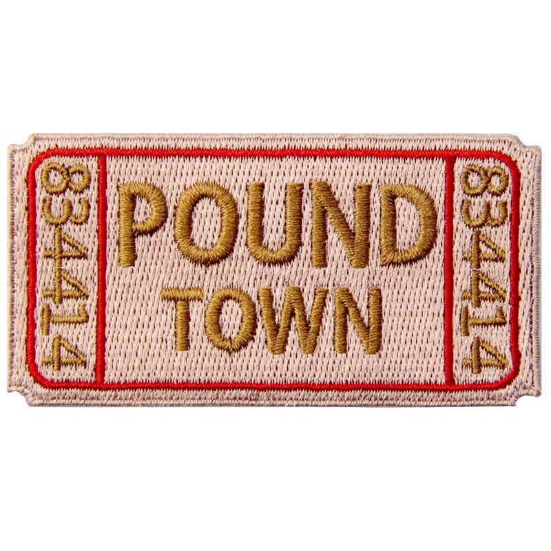 Rocking Planet Ticket to Pound Town Patch Embroidered Funny Biker Morale Applique Iron On Sew On Emblem - Image 3
