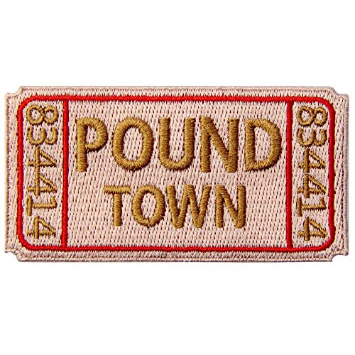 Rocking Planet Ticket to Pound Town Patch Embroidered Funny Biker Morale Applique Iron On Sew On Emblem - Image 1