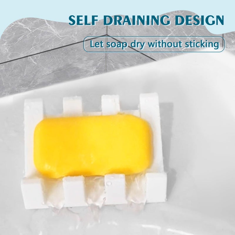 Coipdfty Soap Dish Holder for Shower with Suction Cup, Silicone Soap Holder & Saver Self-Draining Bar Soap Dish Keeps Soap Dry for Bathroom, Kitchen, Bathtub, Extends Soap Life (White-1Pack) - Image 5