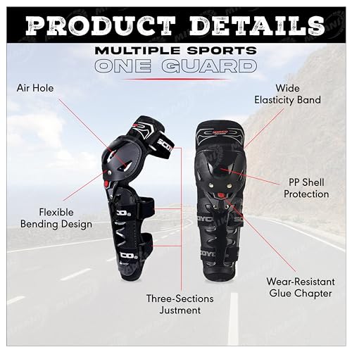 MIKANIX Motorcycle Breathable Knee-and-Elbow Guards Adjustable Anti-slip Protector Men/Women for Motorcycle Cycling Racing Knee Guard, Elbow Guard Free Size - Image 5