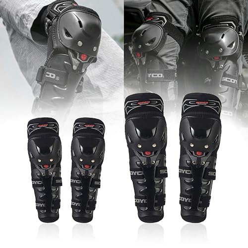 MIKANIX Motorcycle Breathable Knee-and-Elbow Guards Adjustable Anti-slip Protector Men/Women for Motorcycle Cycling Racing Knee Guard, Elbow Guard Free Size - Image 1