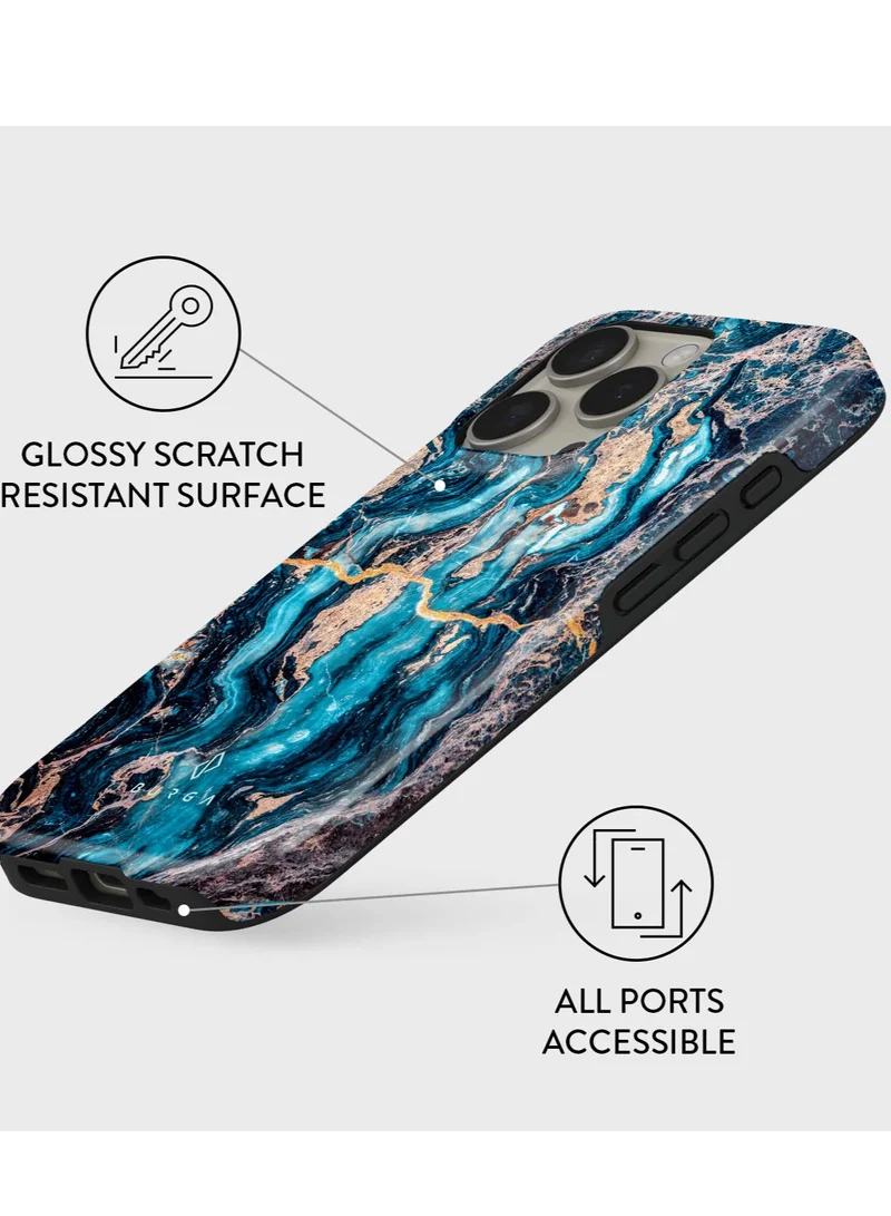 بورجا جراب Burga iPhone 16 Pro Max الفاخر - تصميم رخامي Mystic River Blue - أنيق، متين، ومقاوم للصدمات لحماية فائقة