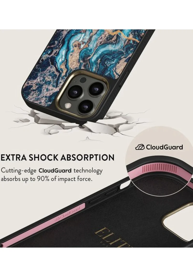 بورجا جراب Burga iPhone 16 Pro Max الفاخر - تصميم رخامي Mystic River Blue - أنيق، متين، ومقاوم للصدمات لحماية فائقة