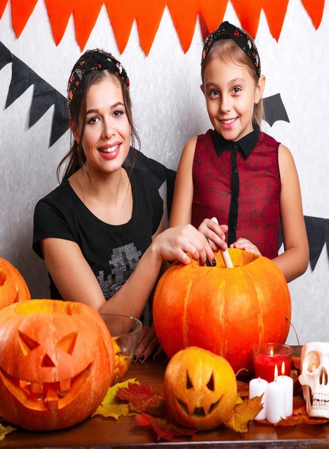 CAVETEE Knotted Headband for Women，Rhinestone Pumpkin ghost Halloween Hair Band Black Halloween Accessories Knotted Headband for Women Girls Halloween Gifts - Image 5