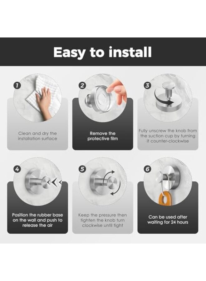 Showerr Hooks for Inside Shower,Suction Cup Hooks for Glass Window,Removable Towel Hooks for Bathrooms,4 Packs  - Image 5