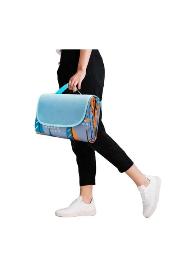 promass Foldable Picnic Blanket Waterproof Beach Blanket Waterproof Picnic Blanket Portable Picnic Mat Portable Beach Mat For Outdoor Camping Family Outdoor Park Garden Blue（145 ×180cm）, Full - Image 5