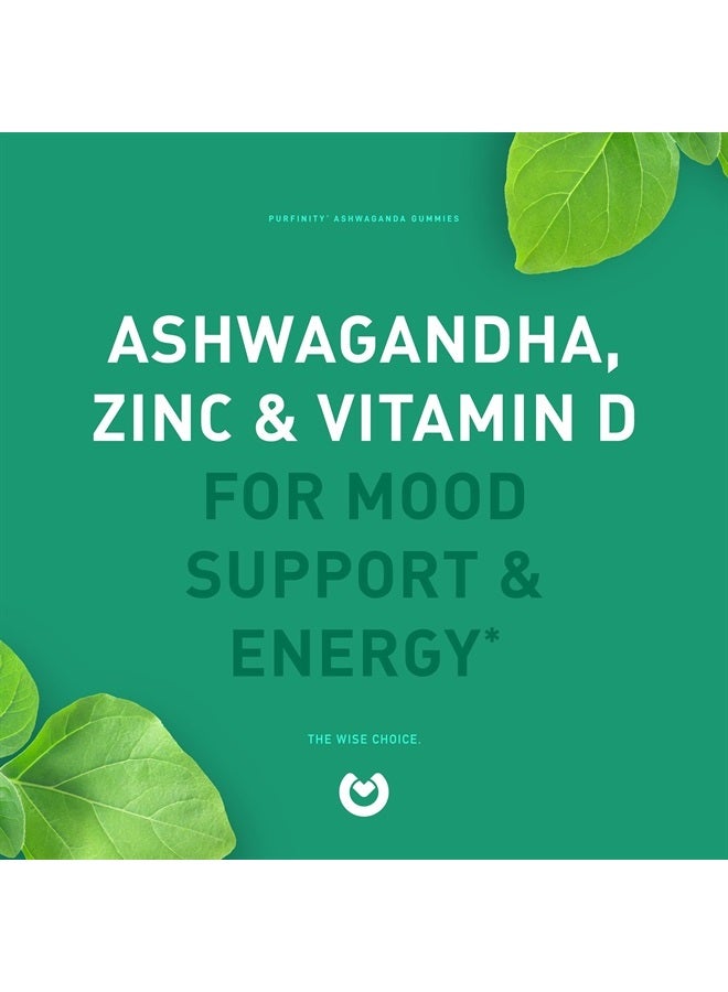 PUREFINITY Ashwagandha Gummies – Herbal Gummy Supplement with Vitamin D & Zinc for Mood Support & Immune Health. Gluten Free, Non-GMO and Vegan - Delicious Fruit Flavor! - Image 1