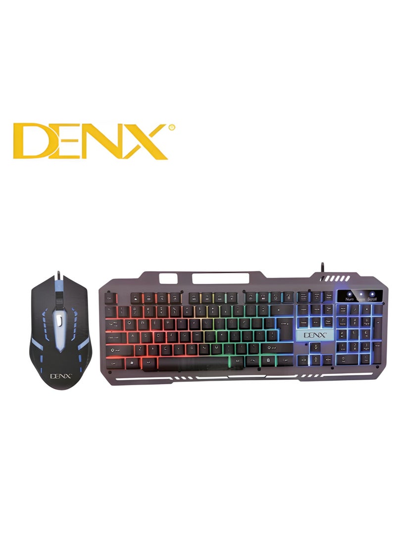 Denx - Wired RGB Backlit Keyboard and Gaming Mouse Set - Denx DX1795 - Image 1