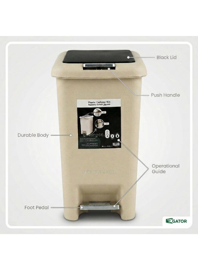 Gator Slim Trash & Garbage Bin | Push & Pedal Waste Disposal Mechanisms | Durable Plastic Finish | Equipped Liner Holder | Suitable For Indoor Areas, Bathrooms, Kitchens, Offices & More | 10 Liters - Image 2