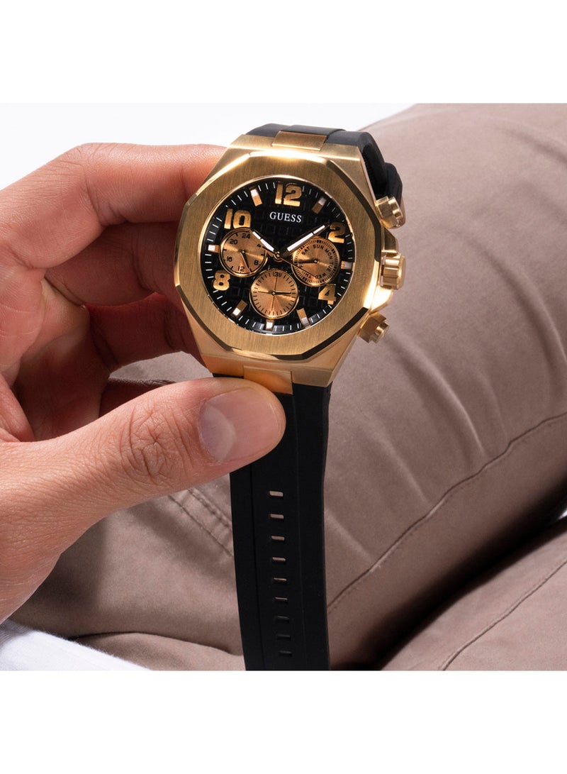 GUESS ساعة GUESS للرجال باللون الأسود والذهبي متعددة الوظائف ثنائية اللون - GW0583G2 - Image 5