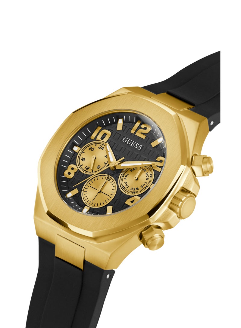 GUESS ساعة GUESS للرجال باللون الأسود والذهبي متعددة الوظائف ثنائية اللون - GW0583G2 - Image 2