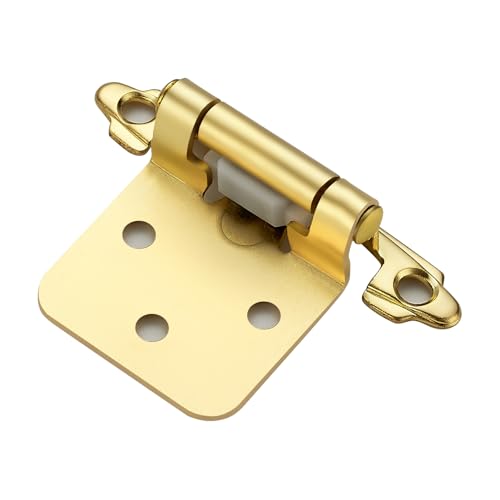 HomeExpert Home Expert 10 Pack 5 Pairs Gold Cabinet Hinges for Kitchen Doors SelfClosing 12 Inch Overlay Variable SemiConcealed Face Frame Surface Mount Cabinet Hardware Satin Brass - Image 1